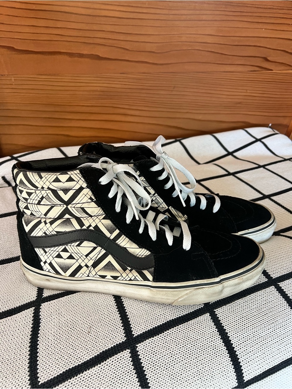 Vans Black & White Geometric High-Top Sneakers